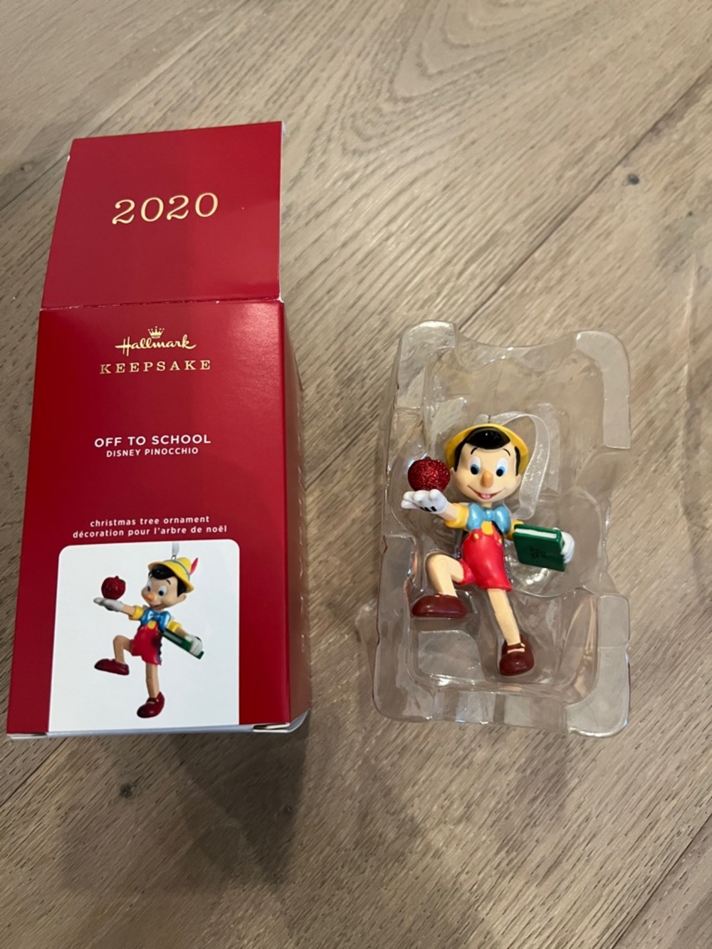 2020 'Off to School' Pinocchio Ornament - Red/Blue